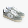 Polo Ralph Lauren MASTERS CRT Mens Trainers Tonal Channel Grey side view with lace-up closure and round toe design.