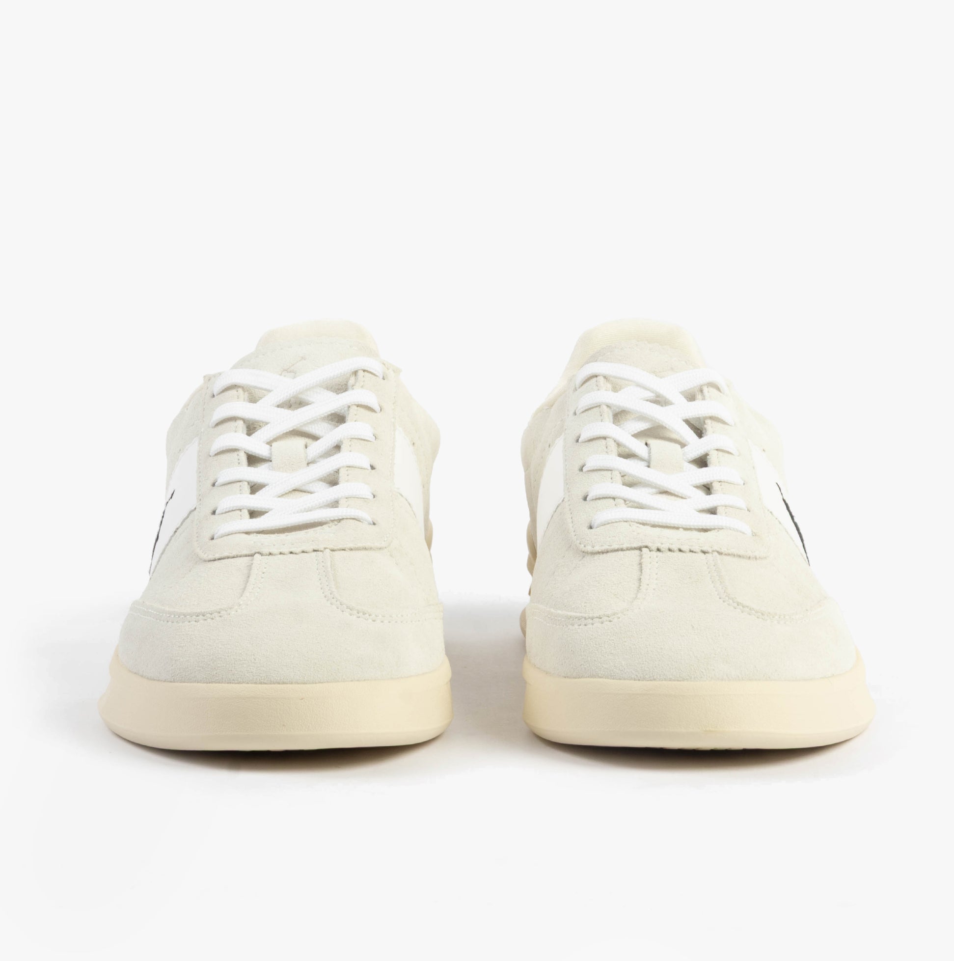 Polo Ralph Lauren HERITAGE AERA Mens Trainers Bianco/White front view showcasing suede upper and lace-up closure.