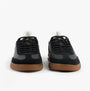 Polo Ralph Lauren BEDFORD Mens Trainers Black/White front view with black suede upper and brown rubber sole.
