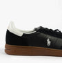 Polo Ralph Lauren BEDFORD Mens Trainers Black/White side view showcasing suede and rubber details.
