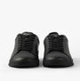 Polo Ralph Lauren HERITAGE COURT II Mens Trainers Black/Soft Grey front view showcasing sleek design and lace-up closure.