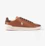 Polo Ralph Lauren HERITAGE COURT II Mens Trainers Tan/Ecru side view showing leather upper and lace-up design.