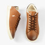 Polo Ralph Lauren HERITAGE COURT II Mens Trainers Tan/Ecru top view showing leather upper and lace-up closure.