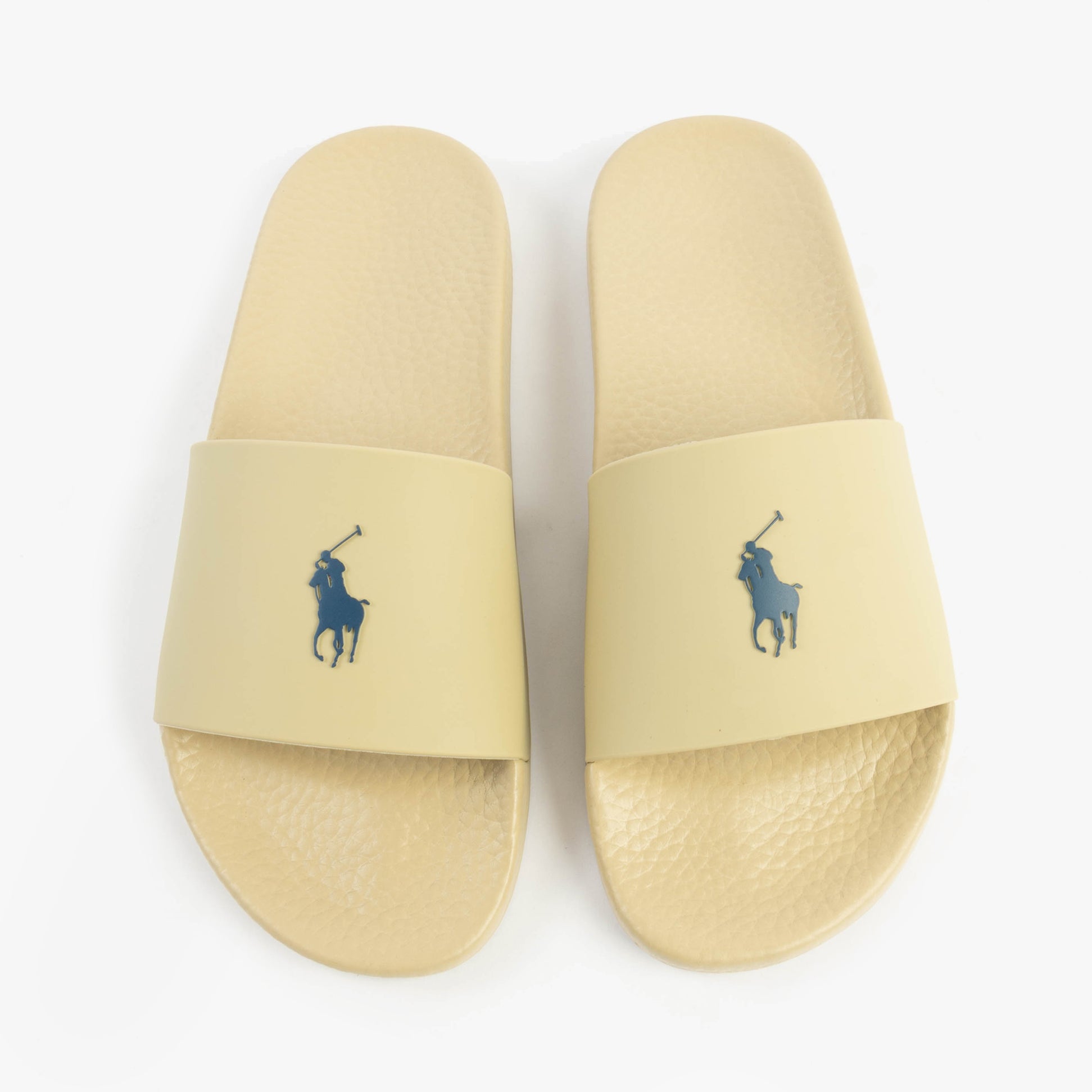 Polo Ralph Lauren POLO SLIDE Mens Sliders Coastal Beige top view showcasing the comfortable slip-on design.