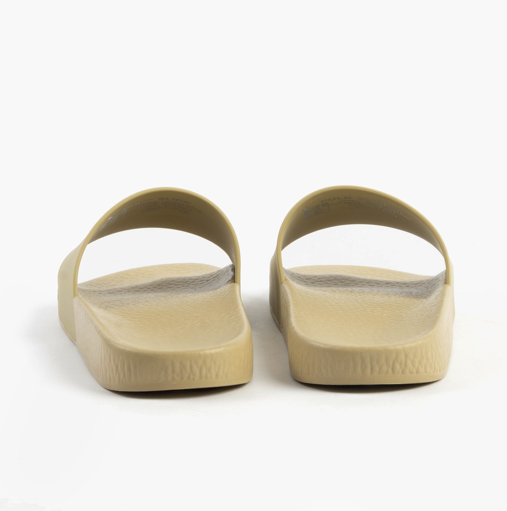 Polo Ralph Lauren POLO SLIDE Mens Sliders Coastal Beige back view showcasing the lightweight slip-on design.