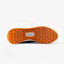 Polo Ralph Lauren TRAIN 89 Mens Trainers Navy/Multi bottom view showcasing the orange rubber sole with textured detailing.
