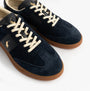 Polo Ralph Lauren Heritage Aera Mens Lace Up Suede Trainer Navy, top view showcasing the suede upper and lace-up closure.