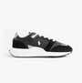 Polo Ralph Lauren Train 89 V2 Mens Suede Panelled Trainer Black/White side view with signature embroidered Pony.