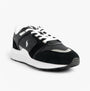 Polo Ralph Lauren Train 89 V2 Mens Suede Panelled Trainer Black/White side view with laces and embroidered Pony logo.