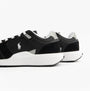 Polo Ralph Lauren Train 89 V2 Mens Suede Panelled Trainer Black/White side view showcasing rear detailing and logo.