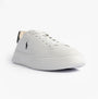Polo Ralph Lauren RLITE COURT Mens Trainers White/Black side view showcasing leather upper and lace-up design.