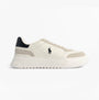 Polo Ralph Lauren RLITE SPORT Mens Trainers Deckwash White/Navy side view showing leather upper and lace-up design.