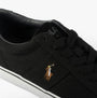Polo Ralph Lauren SAYER Mens Trainers Black detail view showing logo and lace-up design