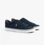 Polo Ralph Lauren SAYER Mens Trainers Aviator Navy side view showing lace-up closure and canvas upper design.