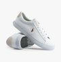 Polo Ralph Lauren SAYER Mens Trainers White side view showing the canvas and leather design, lace-up closure, and rubber sole.