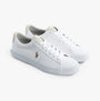Polo Ralph Lauren SAYER Mens Trainers White, side view showing lace-up design and logo detail on white fabric upper.