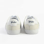 Polo Ralph Lauren COURT VLC Mens Trainers Bianco rear view showcasing suede and textile materials.