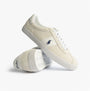 Polo Ralph Lauren COURT VLC Mens Trainers Bianco side view with low top and lace-up closure, featuring leather upper and rubber sole.