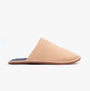Polo Ralph Lauren KLARENCE Mens Mules Bone side view slipper showing lightweight cotton upper and flat sole.