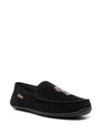 Polo Ralph Lauren BRENAN Mens Moccasin Slippers Black Suede side view showing comfortable slip-on design and round toe.
