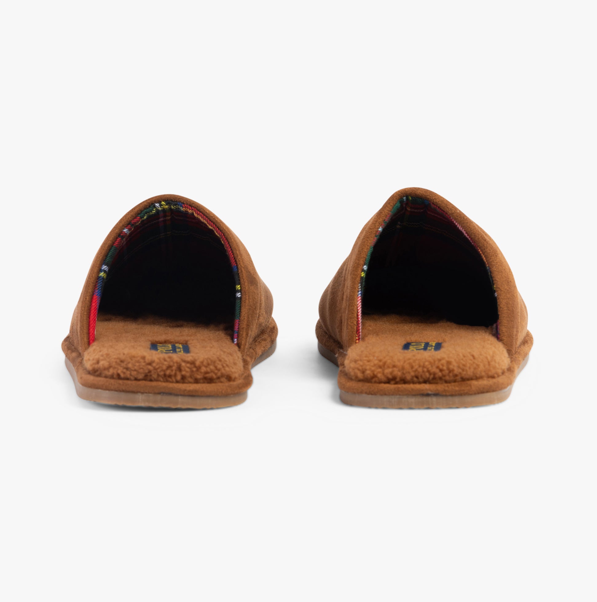 Polo Ralph Lauren KLARENCE Mens Mule Slippers Brown rear view showing soft lining and slip-on design.