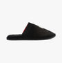 Polo Ralph Lauren KLARENCE Mens Mule Slippers Black Micro side view showing synthetic upper and round toe design.