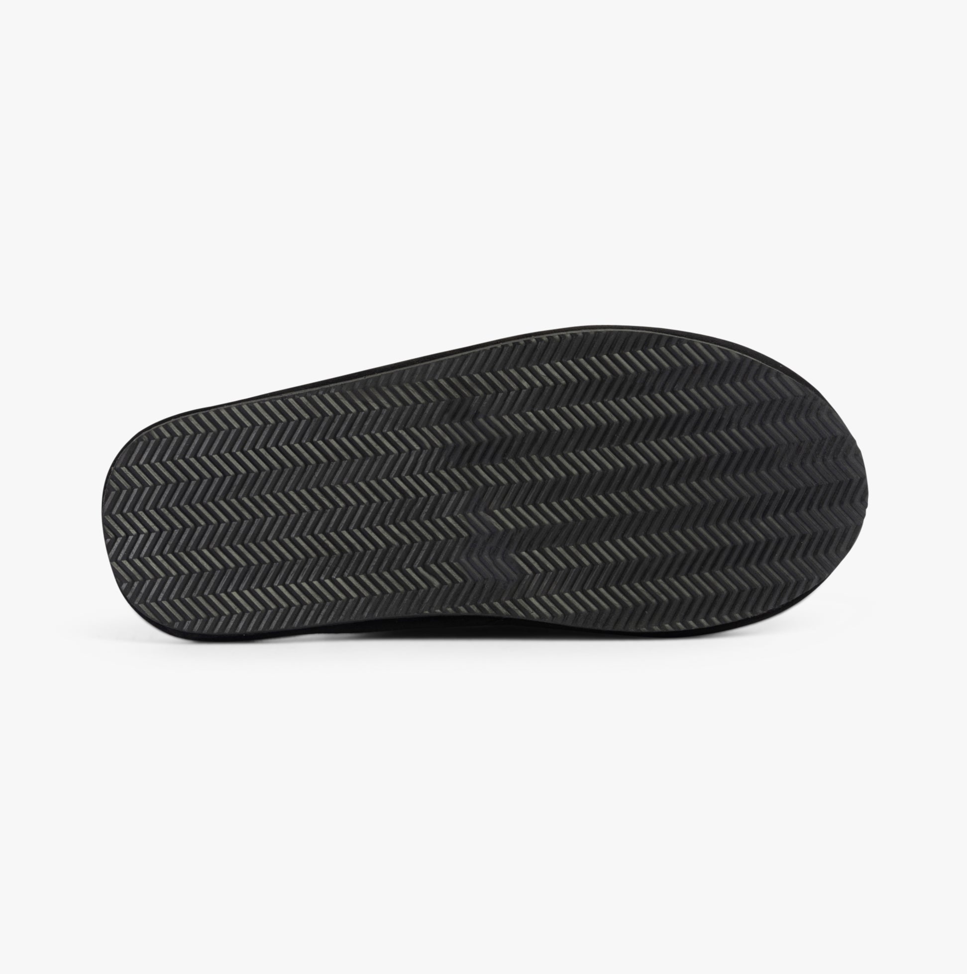 Polo Ralph Lauren KLARENCE Mens Mule Slippers Black Micro bottom view showing rubber sole with herringbone tread pattern.