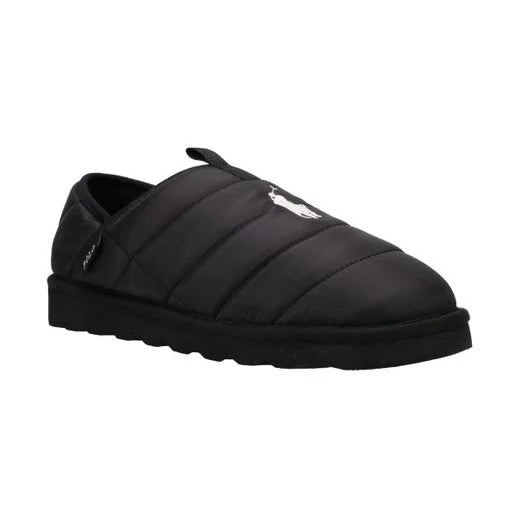 Polo Ralph Lauren EVERETT Mens Full Slippers Black side view showing round toe and slip-on style.