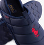 Polo Ralph Lauren EVERETT Mens Full Slippers Navy detail view showing logo and texture