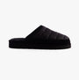 Polo Ralph Lauren READE SCUFF Mens Mule Slippers Black side view showcasing quilted upper and flat sole.