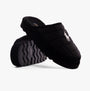 Polo Ralph Lauren READE SCUFF Mens Mule Slippers Black side view showcasing textured upper and soft lining.