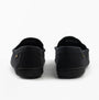 Polo Ralph Lauren BRENAN Mens Slippers Black Washed Twill/Gold rear view showcasing the soft suede material and rubber sole.