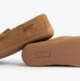 Polo Ralph Lauren BRENAN Logo Mens Dress Suede Slippers Snff Suede/Navy side view showing sole detail.