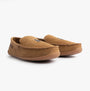 Polo Ralph Lauren BRENAN Logo Mens Dress Suede Slippers Snff Suede/Navy side view showcasing soft suede material and logo.