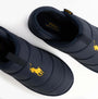Polo Ralph Lauren EVERETT Mens Full Slippers Navy/Gold top view showing textile upper and logo detail.