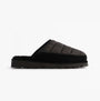 Polo Ralph Lauren READ SCFF II Mens Mule Slippers Black/Cream side view, showcasing the textile upper and rubber sole.