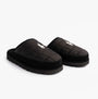 Polo Ralph Lauren READ SCFF II Mens Mule Slippers Black/Cream side view with quilted design and logo.
