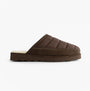 Polo Ralph Lauren READ SCFF II Mens Mule Slippers Brown/Cream side view showing quilted upper and rubber sole.
