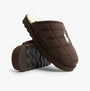 Polo Ralph Lauren READ SCFF II Mens Mule Slippers Brown/Cream side view showcasing quilted design and rubber sole.