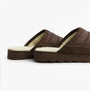 Polo Ralph Lauren READ SCFF II Mens Mule Slippers Brown/Cream side view showing soft textile upper and rubber sole.