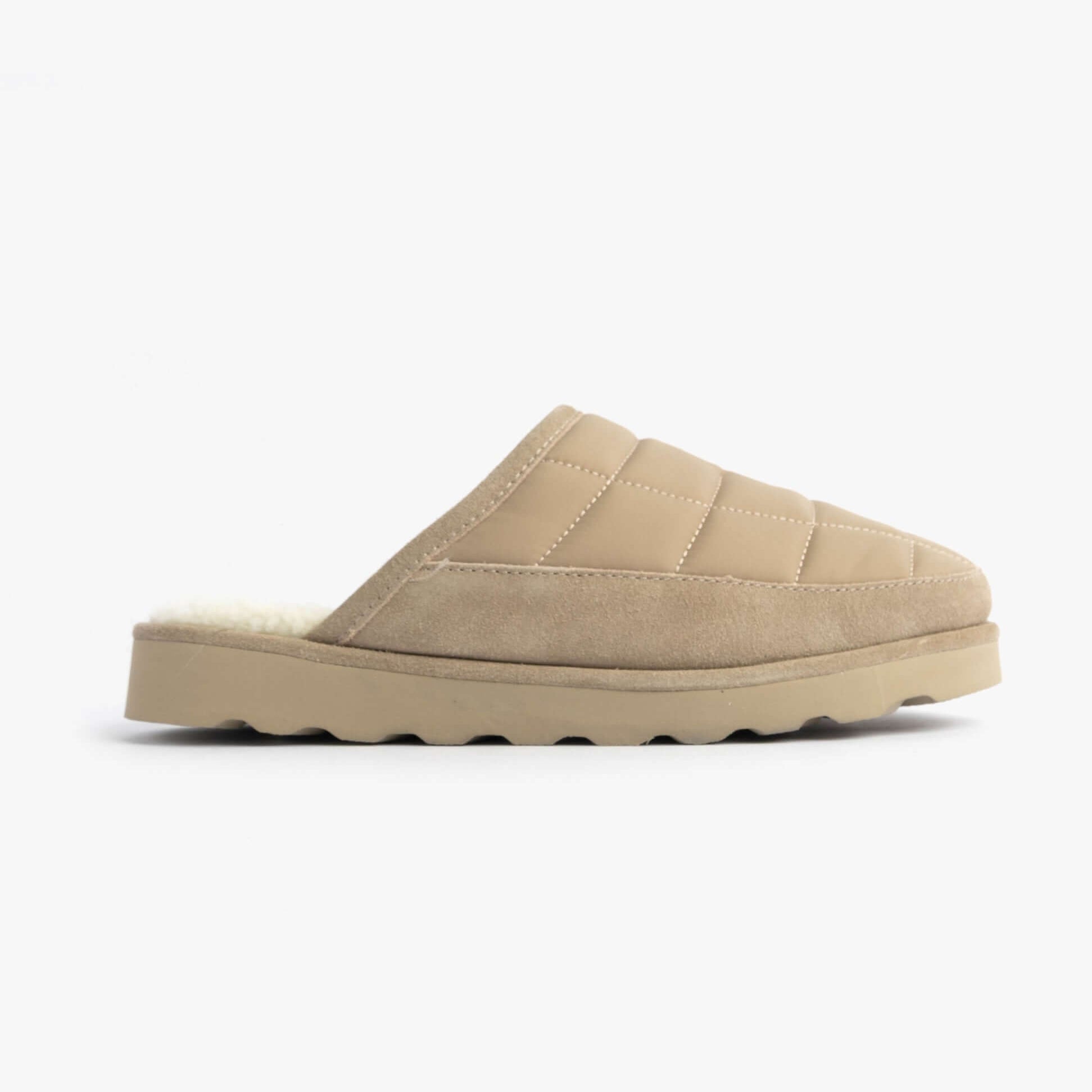 Polo Ralph Lauren READ SCFF II Mens Mule Slippers Milkshake/Cream side view featuring quilted design and soft lining.