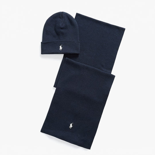 Polo Ralph Lauren SWEATER Mens Beanie & Scarf Navy Heather