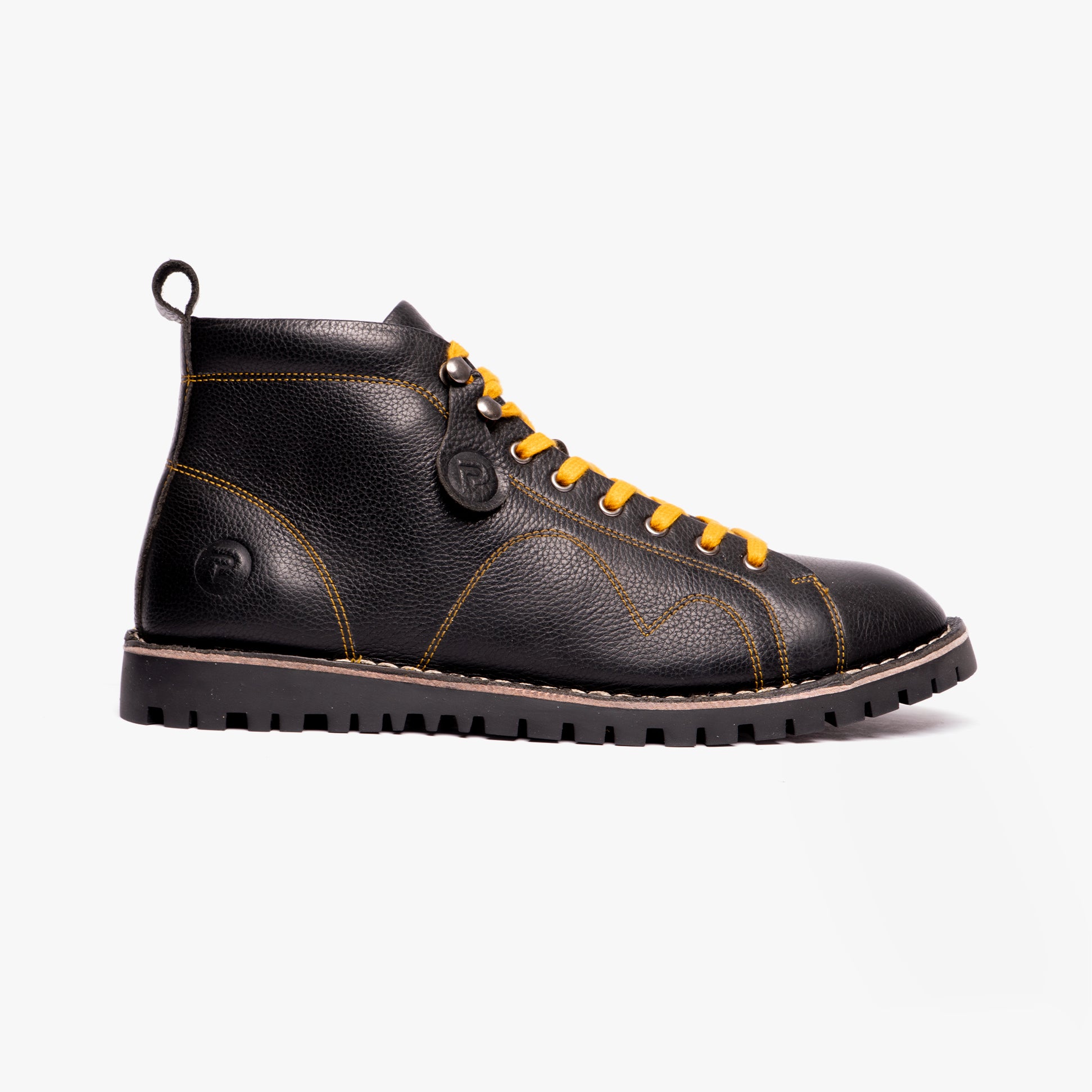 Popps 1961 MOD Mens Leather Monkey Boots Black