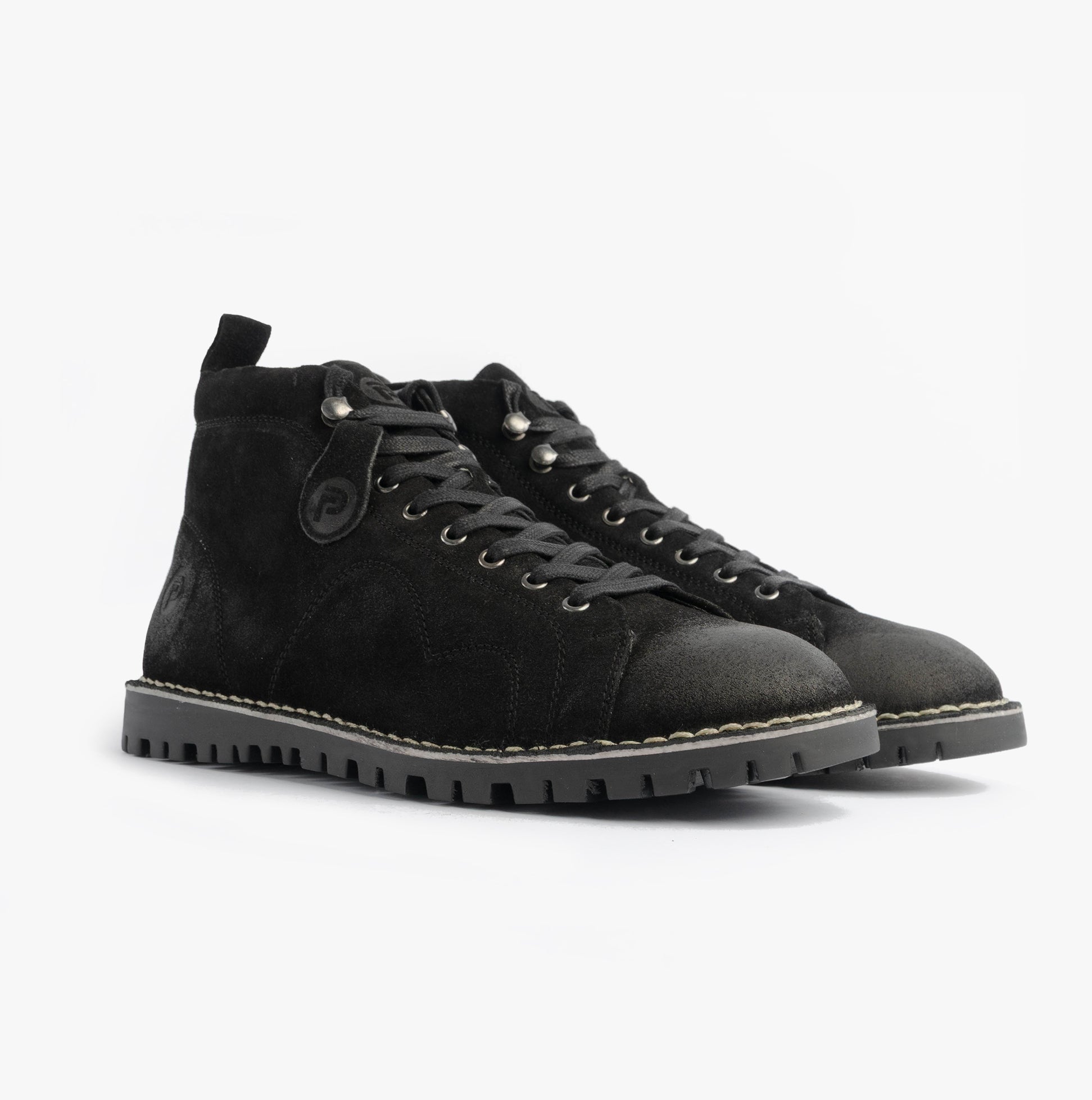 Popps 1961 MOD Mens Suede Monkey Boots Black | Shuperb