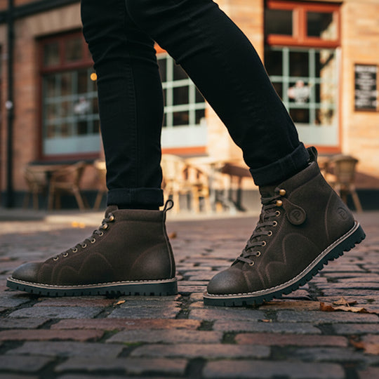 Popps 1961 MOD Mens Suede Monkey Boots Brown