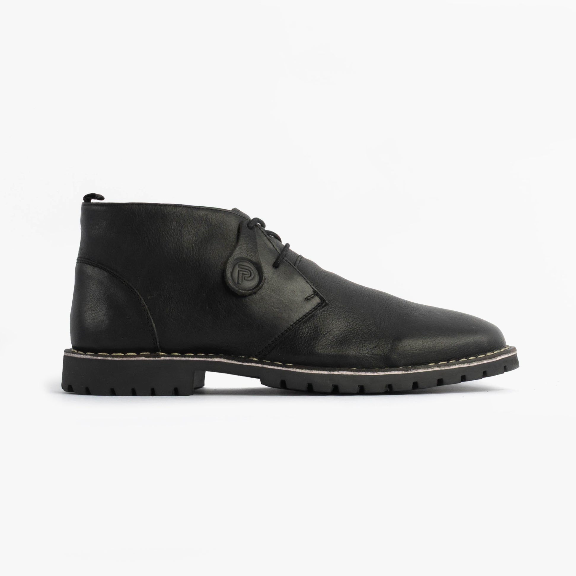Popps COOPER Mens Desert Boots Black Leather
