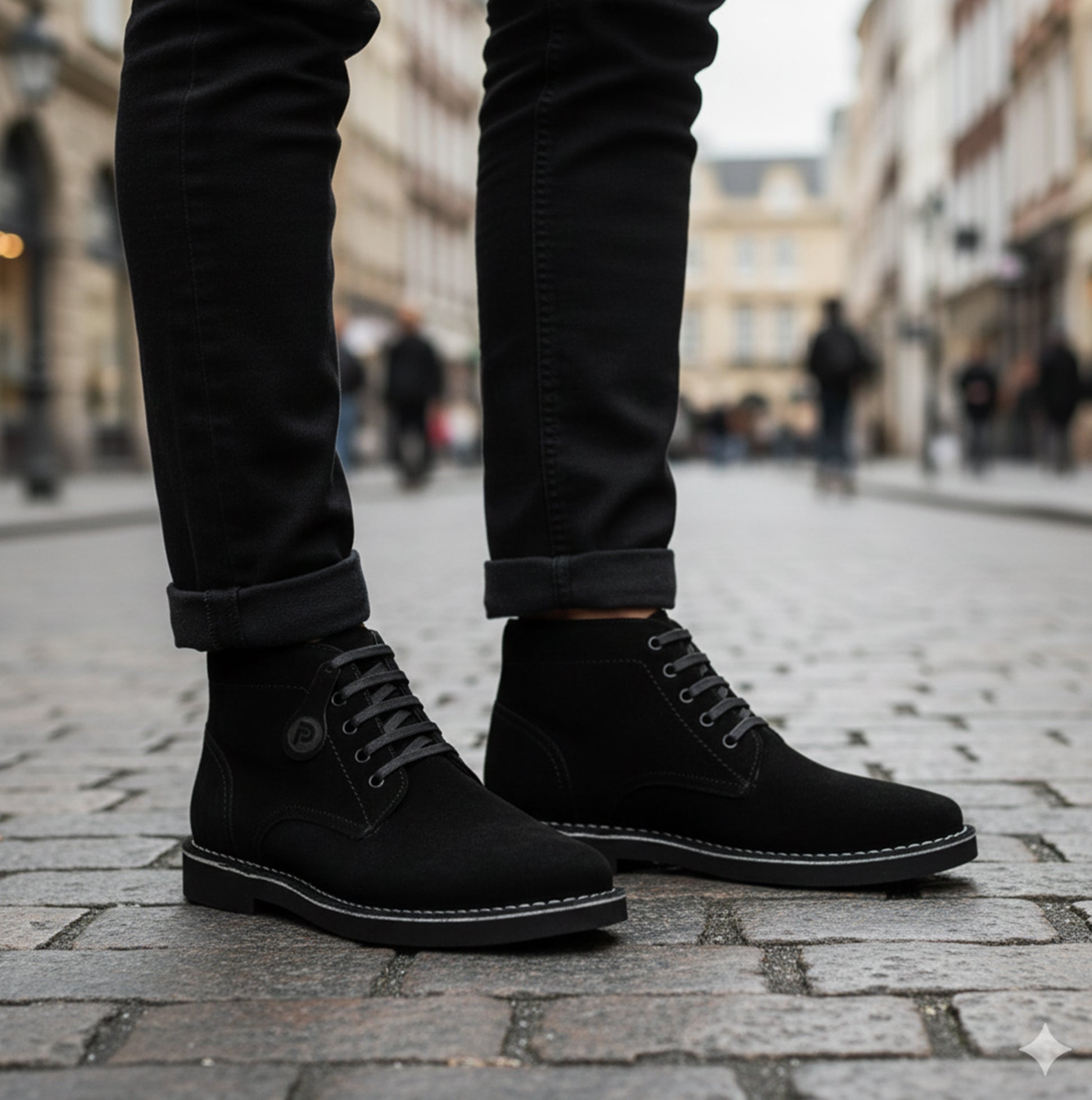 Popps RANGER Mens Desert Boots Black