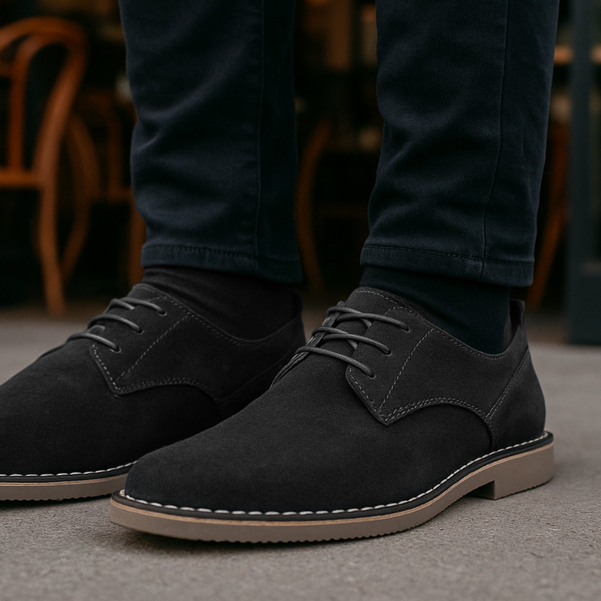 Popps JONAS Mens Suede Desert Shoes Black  product video