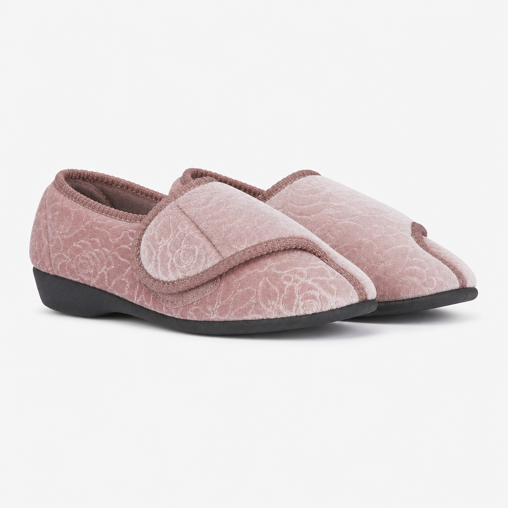 Jo & Joe DOREEN Womens Touch Fasten Slippers Rose