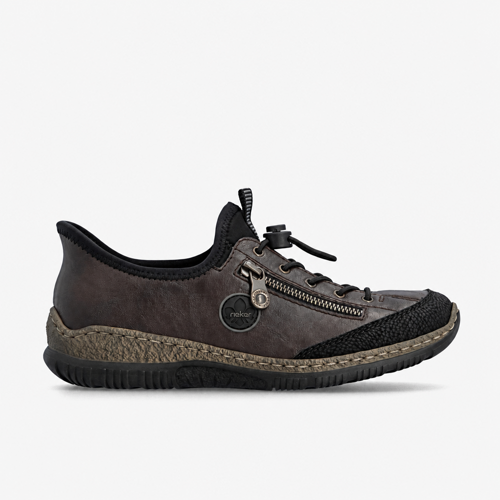 Rieker N3267 Womens Slip-On Trainers Black/Rancho